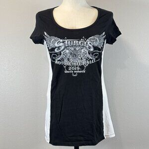 Sturgis 2019 South Dakota Motorcycle Rally Black White Womens T-Shirt Size M